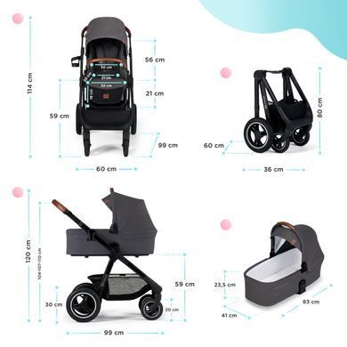 Універсальна коляска 2 в 1 Kinderkraft Everyday 2 Dark Gray Black Frame (KSEVER0BDGR20BS)