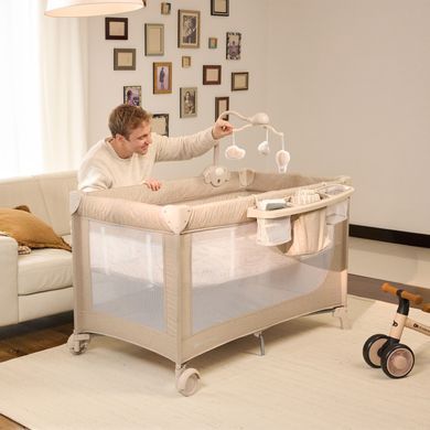 Ліжко-манеж з пеленатором Kinderkraft Leody Up Beige (KCLEODUPBEG00AC)