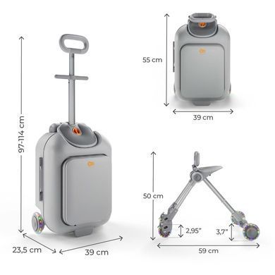 Дитячий чемодан-каталка Kinderkraft Cabby Grey (KACABB00GRY0000)